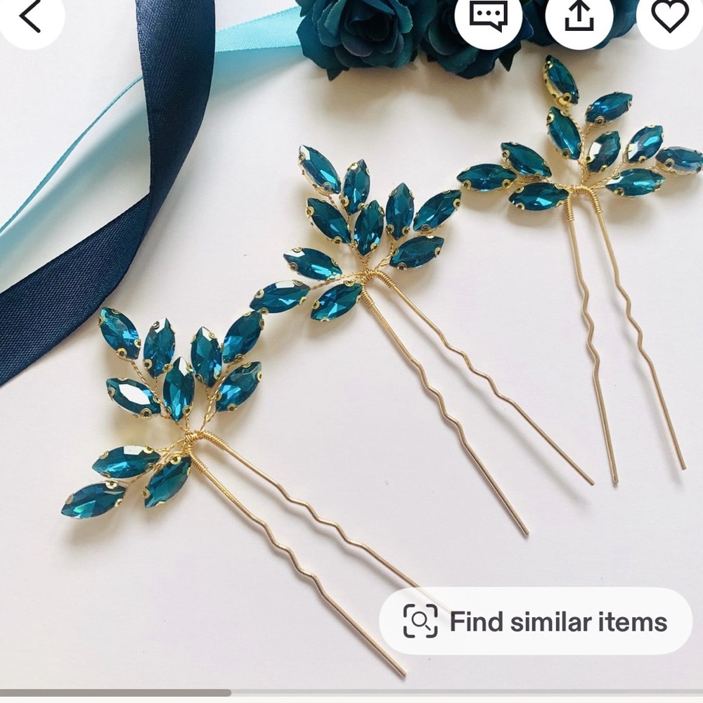 Elegant Gold and Blue Hair Pins